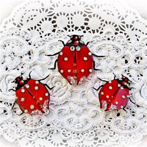 reneabouquets handcrafted glass wing set lady bug with etsy
