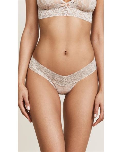 lyst hanky panky signature lace low rise thong in natural save 9