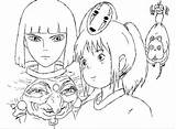 Spirited Ghibli Miyazaki Hayao Chihiro Dani Sunshine Ponyo Totoro Haku Howl Howls Buksan Coloringhome sketch template