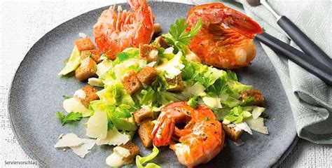 rezept argentinische rotgarnelen mit caesar salat und