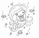 Pages Mermaid Coloring Cute Rocks sketch template