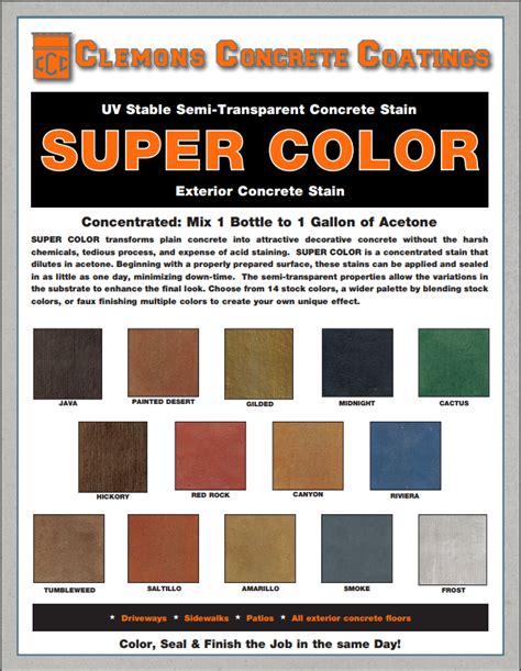 clemons super color acetone stain concrete design center