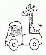 Giraffe Coloring Pages Small Kids Trucks Wuppsy Truck Transportation Giraffes Printables Easy Preschoolers Colouring Games sketch template