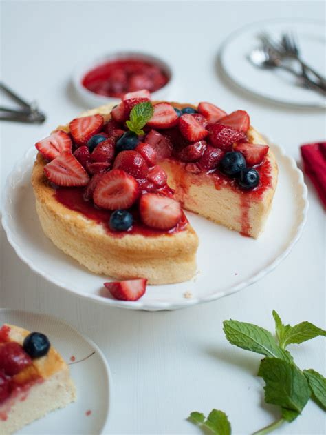 Japanese Cheesecake With Strawberry Compote Off The Spork