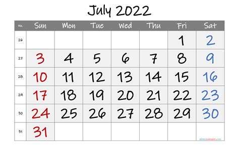 july  calendar printable  printable calendar monthly july