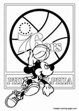 Coloring 76ers Pages Philadelphia Mickey Mouse Nba Basketball Book sketch template