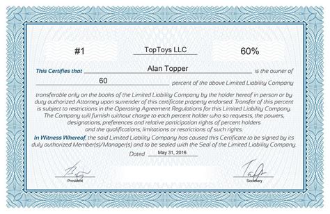 llc membership certificate template addictionary