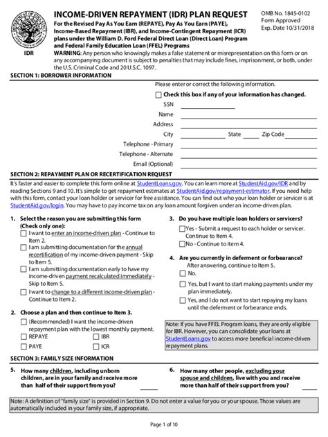 income driven repayment plan request form  fill  sign