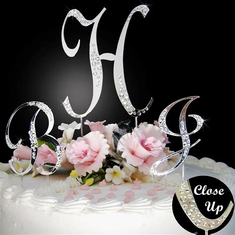 Sparkle Monogram Inital Cake Toppers With Swarovski Crystal Wedding