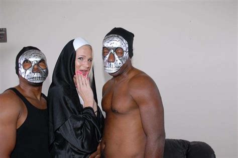 kinky interracial fantasy from insane cock blonde nun fucked by two big black cocks
