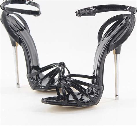 sexy extreme 16cm 6 strappy metal high heel stiletto sandals fetish