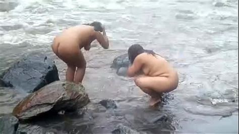 2992477 Two Indian Mature Womens Bathing In River Naked