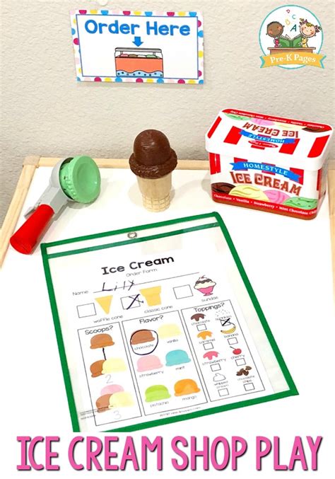ice cream shop dramatic play  printables printable word searches