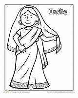 Coloring Indian Traditional Clothing Pages Kids Asian Around Paper Worksheet Dolls Colouring India Printable Worksheets Sheet Outfits Sheets Theme Choose sketch template