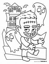 Halloween Coloring Pages Kids Frankenstein Kid Thanksgiving sketch template