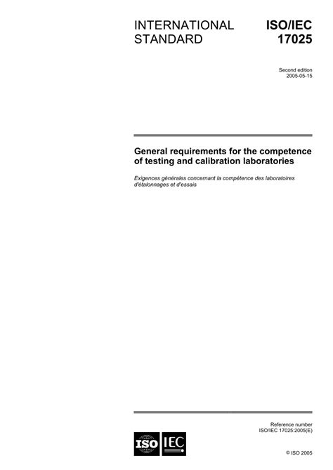 Pdf Reference Number Iso Iec 17025 2005 E General Requirements For