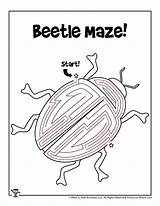 Bug Printable Kids Mazes Maze Beetle Key sketch template