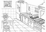 Kitchen Coloring Pages Simple Printable Kids sketch template