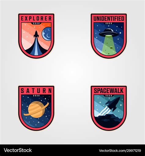 space mission patches logo sets premium badges vector image