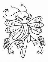 Coloring Fairy Toadstools Pages Printable sketch template