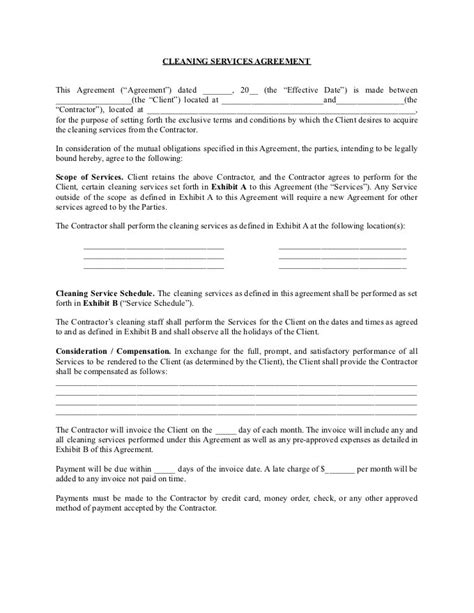 cleaning service contract template