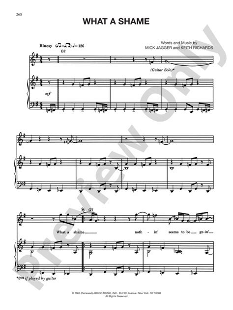 What A Shame Piano Vocal Chords The Rolling Stones Digital Sheet
