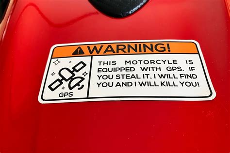warning  motorcycle  equipped  gps   sticker motohaunt