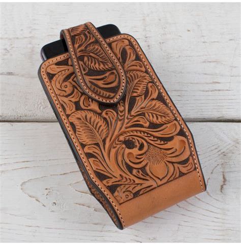nocona tooled leather phone case