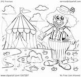 Circus Clown Lineart Happy Clipart Illustration Presenting Tent Big Royalty Visekart Vector Clip Transparent Clipartof sketch template