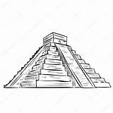 Pyramid Mayan Aztec Drawing Maya Tattoo Vector Drawn Dibujo Getdrawings Piramide Temple Pirámide Pyramids sketch template