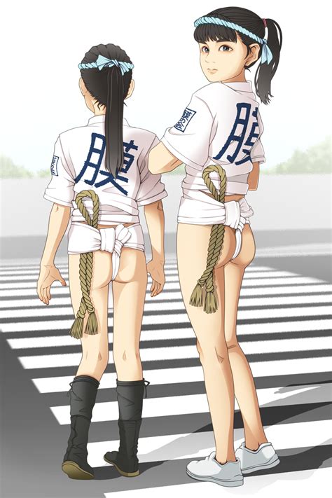 shinchou ni kansuru kousatsu 2girls ass female focus fundoshi