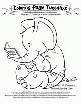 Elephant Coloring Pages Dulemba Tuesday Clipart Books Colouring Book Alphabet Popular Elephants Library Okay Coloringhome sketch template