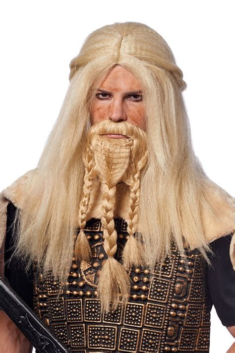 Blonde Viking Wig And Braided Beard Medieval Costumes