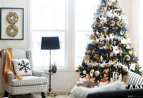bold neutral glam christmas tree   living room    bliss