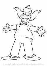 Simpsons Krusty Clown Draw Drawing Cartoon Coloring Characters Pages Easy Step Drawings Cartoons Drawingtutorials101 Simpson Tutorials Learn Cool Family Color sketch template