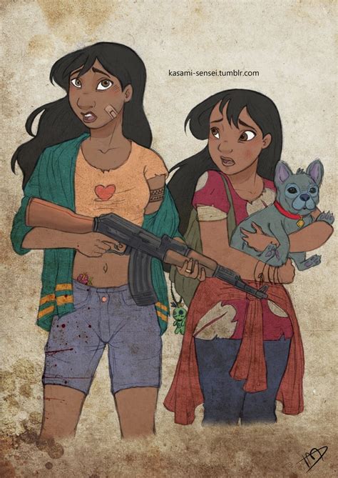 Nani Lilo And Stitch Walking Dead Disney Art
