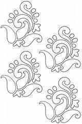 Paisley Motifs Tiled Stitches Chikankari Applique sketch template