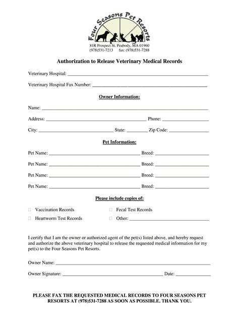 pet owner printable records forms printable forms