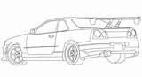 Nissan Gtr Coloring Skyline R34 Pages Drawing Cars R35 Drawings Car Nismo 350z sketch template