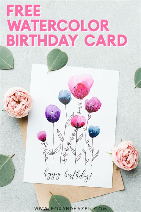print   watercolor birthday card   special person