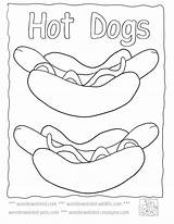Coloring Hot Dog Pages Food Wonderweirded Dogs Worksheets Activities Kids Cartoon Echo Realistic Printable Popular sketch template