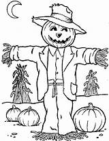 Scarecrow Coloring Pages Halloween Printable Scarecrows Kids Pumpkin Fun Fall Colouring Print Color Preschool Sheets Cute Thanksgiving Template Books Kindergarten sketch template