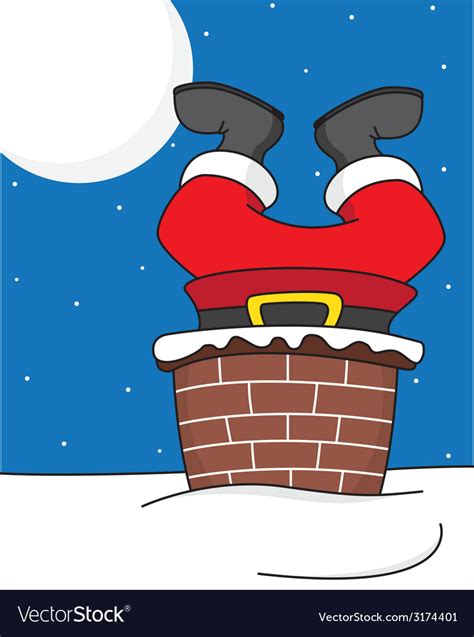 Santa Coming Down The Chimney Cartoon