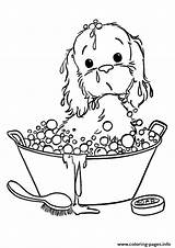 Coloring Puppy Pages Bath Bubble Taking Printable Print Color sketch template