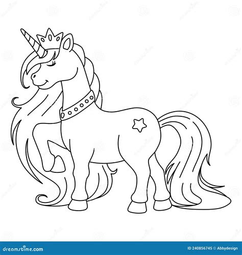 unicorn princess coloring page isolated  kids stock vector
