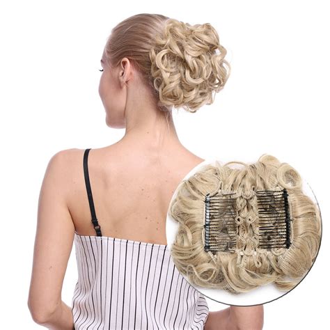 noilite women comb clip  curly hair piece chignon updo hairpiece extension hair bun