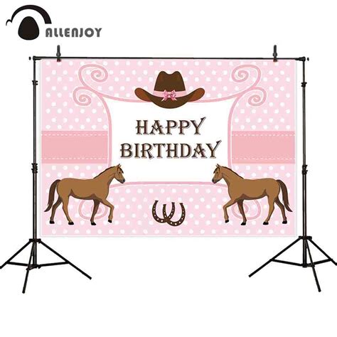allenjoy verjaardag achtergronden fotografie roze baby meisje paard hoed stippen kids photocall
