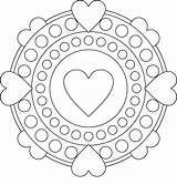 Coloring Heart Valentine Mandala Pages Kids sketch template