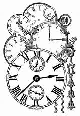 Clock Coloring Drawing Pages Clocks Vintage Gear Steampunk Colouring Book Drawings Tattoo Collage Books Time Paper Stamp Stamps Digital Sheet sketch template