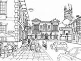 Coloring Pages Street Architecture City York Cityscape Skyline Adults Scene Getcolorings Colorin Printable Color Highest Print Colorings sketch template